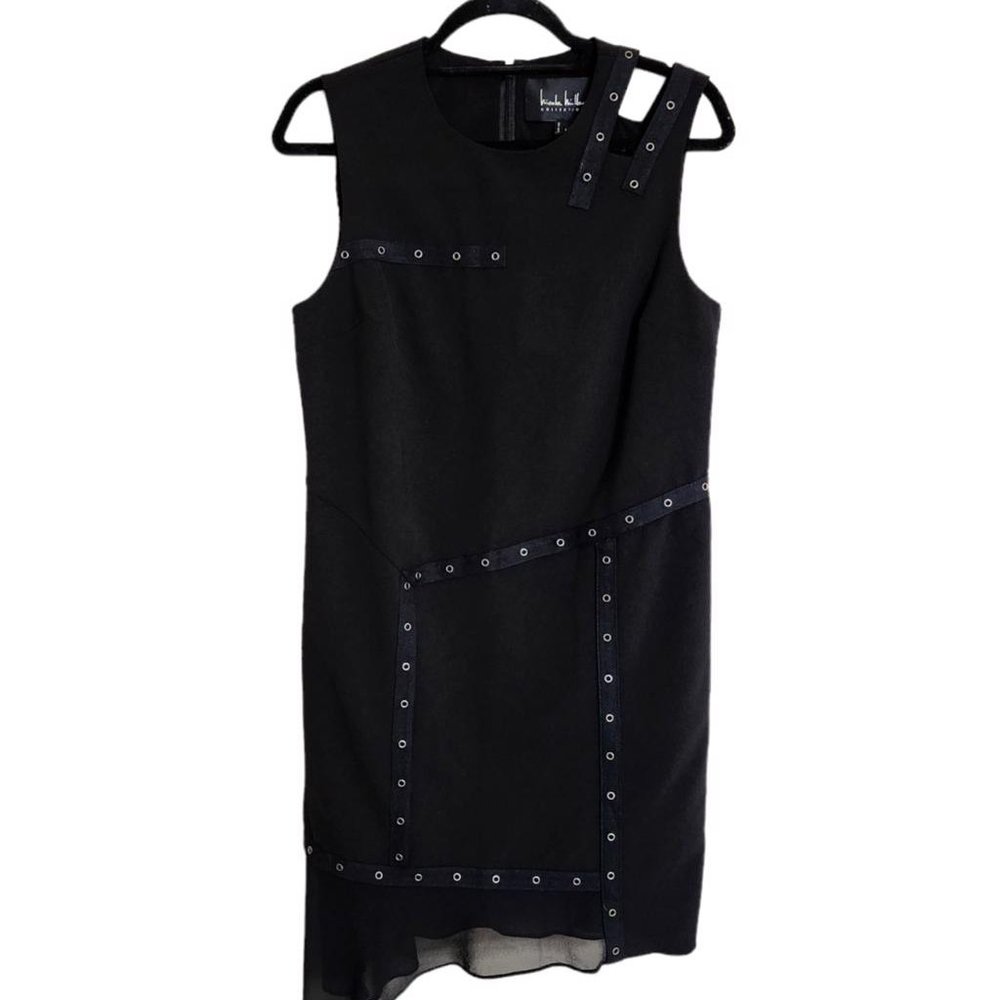 Nicole Miller Cut-Out Grommet Black Mini Dress